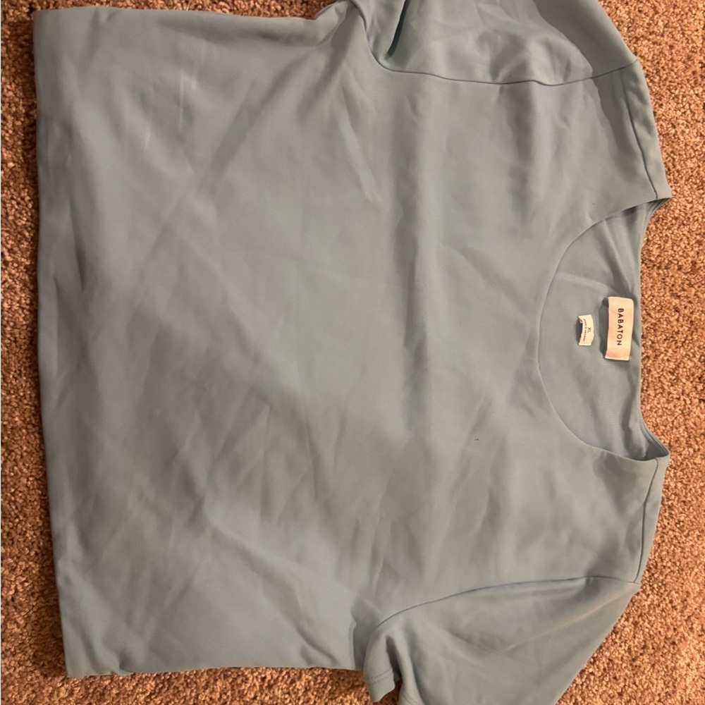 Aritzia Blue Crop Top Crew Neck